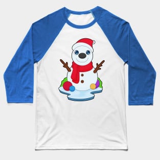 Snowman Christmas Santa hat Baseball T-Shirt